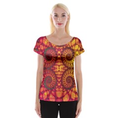 Abstract Art Pattern Fractal Design Cap Sleeve Top