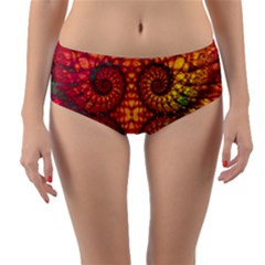 Abstract Art Pattern Fractal Design Reversible Mid-waist Bikini Bottoms