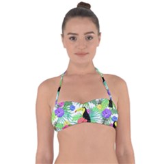 Sheets Tropical Nature Green Plant Halter Bandeau Bikini Top