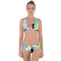 Sheets Tropical Nature Green Plant Criss Cross Bikini Set