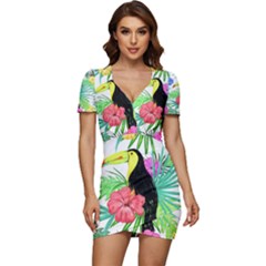 Sheets Tropical Nature Green Plant Low Cut Cap Sleeve Mini Dress by Ravend