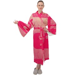 Pink Background Grunge Texture Maxi Velour Kimono