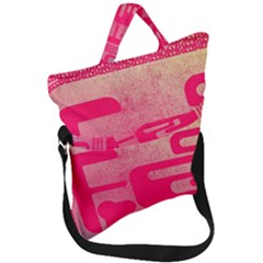 Pink Background Grunge Texture Fold Over Handle Tote Bag