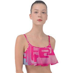 Pink Background Grunge Texture Frill Bikini Top