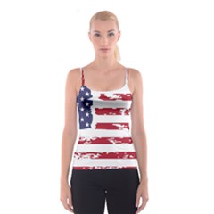 America Unite Stated Red Background Us Flags Spaghetti Strap Top by Jancukart