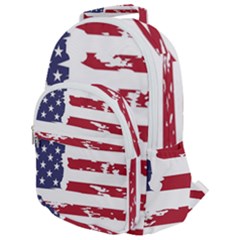 America Unite Stated Red Background Us Flags Rounded Multi Pocket Backpack by Jancukart