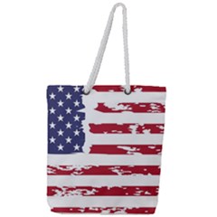 America Unite Stated Red Background Us Flags Full Print Rope Handle Tote (large) by Jancukart