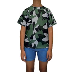 Camouflage Camo Army Soldier Pattern Military Kids  Short Sleeve Swimwear by Jancukart