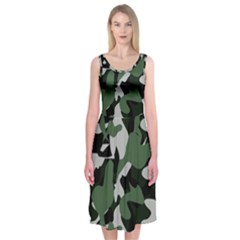 Camouflage Camo Army Soldier Pattern Military Midi Sleeveless Dress by Jancukart