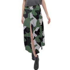Camouflage Camo Army Soldier Pattern Military Velour Split Maxi Skirt by Jancukart