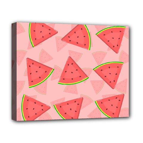 Background Watermelon Pattern Fruit Food Sweet Deluxe Canvas 20  X 16  (stretched) by Jancukart