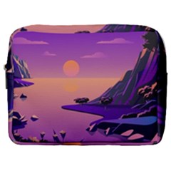 Sunset Sea Ocean Purple Pink Flowers Stone Make Up Pouch (large) by Jancukart