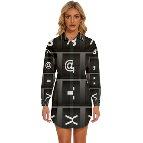 Timeline Character Symbols Alphabet Literacy Read Womens Long Sleeve Shirt Dress by Jancukart