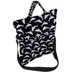 Dolphins Fish Pattern Ocean Sea Fins Aquatic Fold Over Handle Tote Bag by Jancukart
