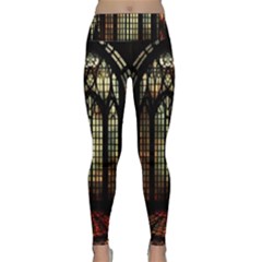 Stained Glass Window Gothic Haunted Eerie Lightweight Velour Classic Yoga Leggings by Jancukart