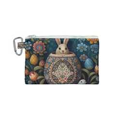 Easter Bunny Rabbit Flowers Easter Happy Easter Canvas Cosmetic Bag (small) by Jancukart