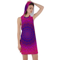 Geometric Pattern Line Art Kaleidoscope Symmetry Racer Back Hoodie Dress by Jancukart