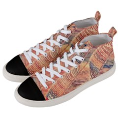 Leaves Pattern Abstract Circles Dots Ornament Men s Mid-top Canvas Sneakers