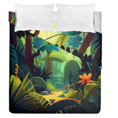 Jungle Rainforest Tropical Forest Jungle Scene Duvet Cover Double Side (queen Size)