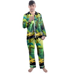 Jungle Rainforest Tropical Forest Jungle Scene Men s Long Sleeve Satin Pajamas Set by Jancukart