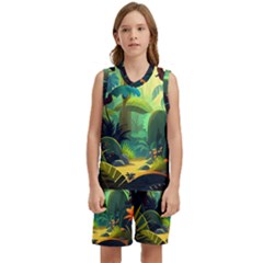 Jungle Rainforest Tropical Forest Jungle Scene Kids  Basketball Mesh Set by Jancukart