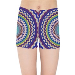 Kaleidoscope Geometric Circles Mandala Pattern Kids  Sports Shorts