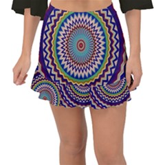 Kaleidoscope Geometric Circles Mandala Pattern Fishtail Mini Chiffon Skirt