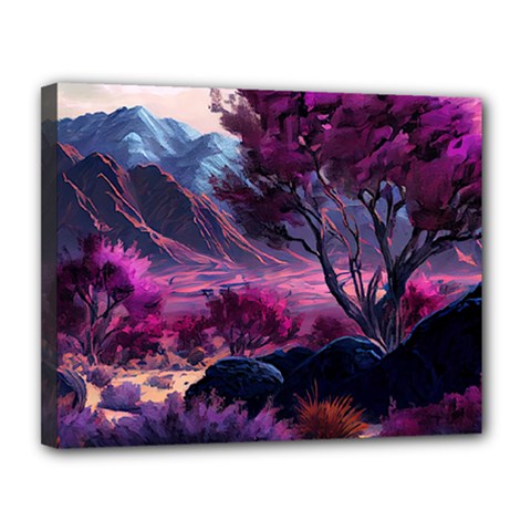 Landscape Landscape Painting Purple Purple Trees Canvas 14  X 11  (stretched) by Jancukart