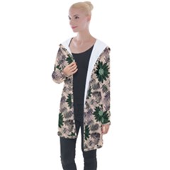 Floral Flower Spring Rose Watercolor Wreath Longline Hooded Cardigan