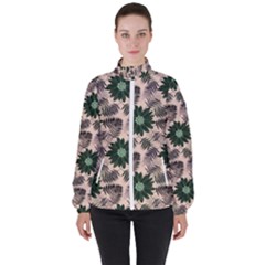 Floral Flower Spring Rose Watercolor Wreath Women s High Neck Windbreaker by Jancukart