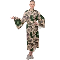 Floral Flower Spring Rose Watercolor Wreath Maxi Velour Kimono