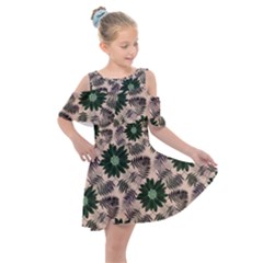 Floral Flower Spring Rose Watercolor Wreath Kids  Shoulder Cutout Chiffon Dress