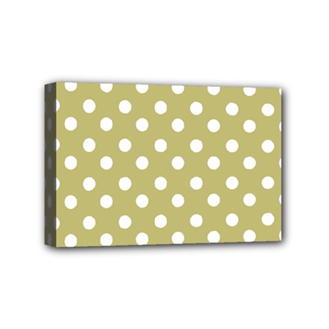 Lime Green Polka Dots Mini Canvas 6  X 4  (stretched) by GardenOfOphir