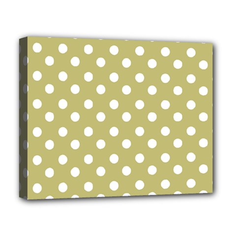 Lime Green Polka Dots Deluxe Canvas 20  x 16  (Stretched)