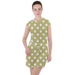 Lime Green Polka Dots Drawstring Hooded Dress