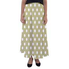 Lime Green Polka Dots Flared Maxi Skirt