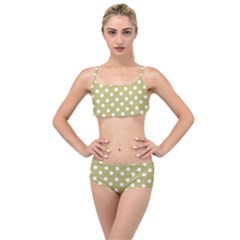 Lime Green Polka Dots Layered Top Bikini Set