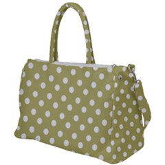 Lime Green Polka Dots Duffel Travel Bag by GardenOfOphir