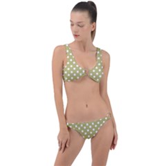 Lime Green Polka Dots Ring Detail Crop Bikini Set