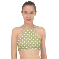 Lime Green Polka Dots Racer Front Bikini Top