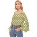 Lime Green Polka Dots Off Shoulder Flutter Bell Sleeve Top View2