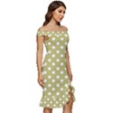 Lime Green Polka Dots Off Shoulder Ruffle Split Hem Bodycon Dress View3