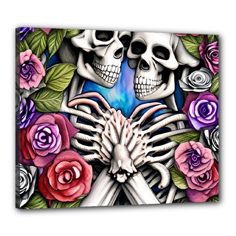 Floral Skeletons Canvas 24  X 20  (stretched) by GardenOfOphir