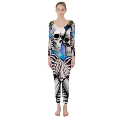 Floral Skeletons Long Sleeve Catsuit by GardenOfOphir