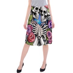 Floral Skeletons Midi Beach Skirt