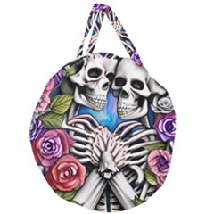 Floral Skeletons Giant Round Zipper Tote by GardenOfOphir