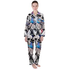 Floral Skeletons Women s Long Sleeve Satin Pajamas Set	 by GardenOfOphir