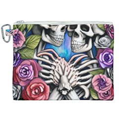 Floral Skeletons Canvas Cosmetic Bag (xxl) by GardenOfOphir