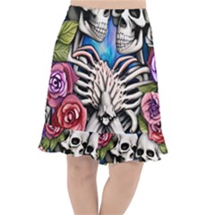 Floral Skeletons Fishtail Chiffon Skirt by GardenOfOphir