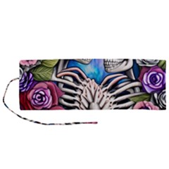 Floral Skeletons Roll Up Canvas Pencil Holder (m) by GardenOfOphir